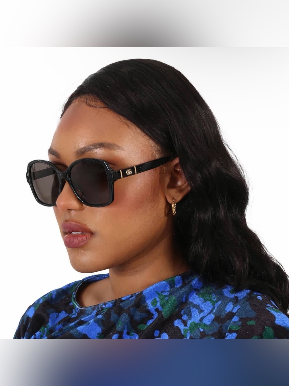 Gucci Black Oversized Sunglasses with Gold GG Accent
